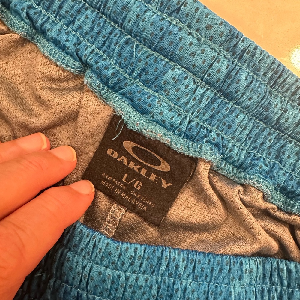 Oakley Blue Athletic Shorts with Textured Design - Picture 2 of 3
